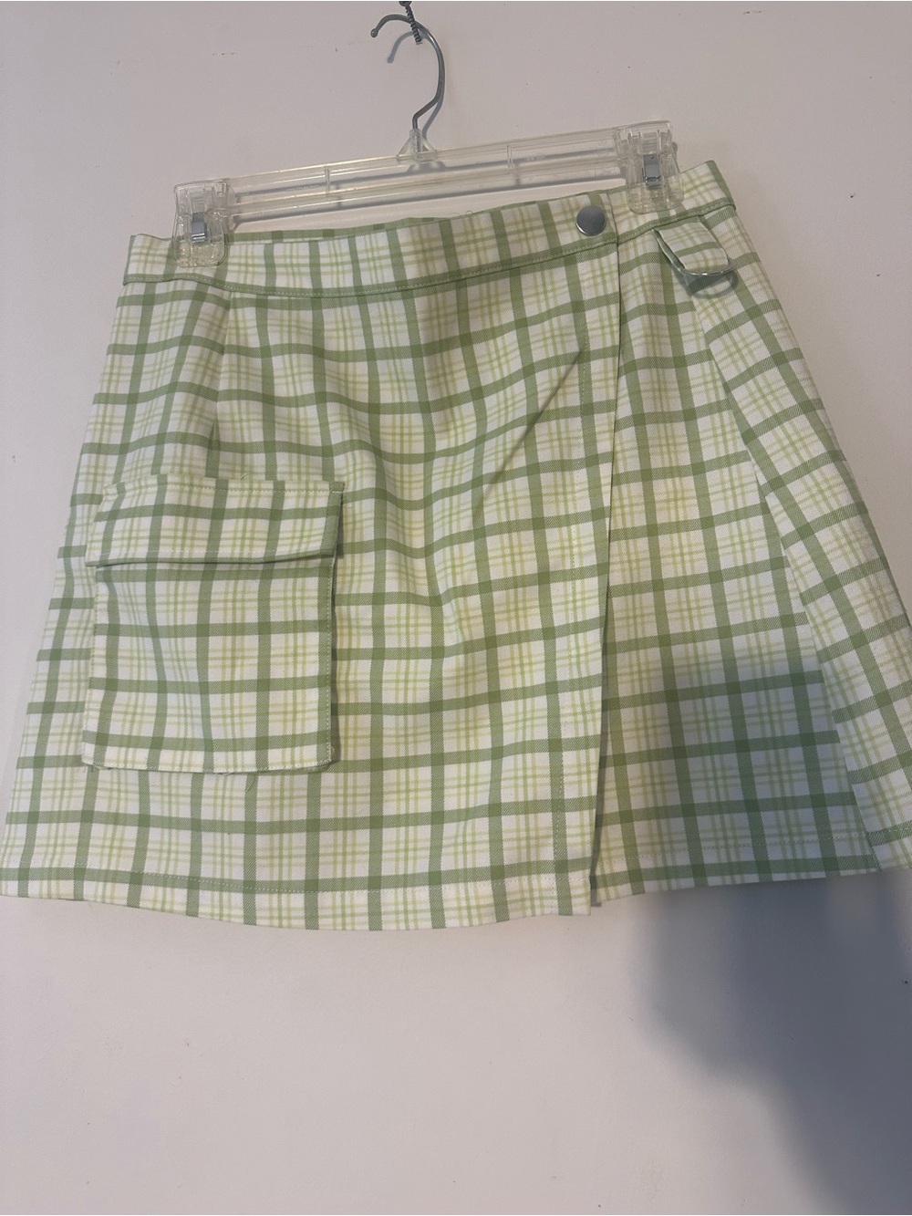 Forever 21 Green Plaid Wrap Mini Skirt Size Medium